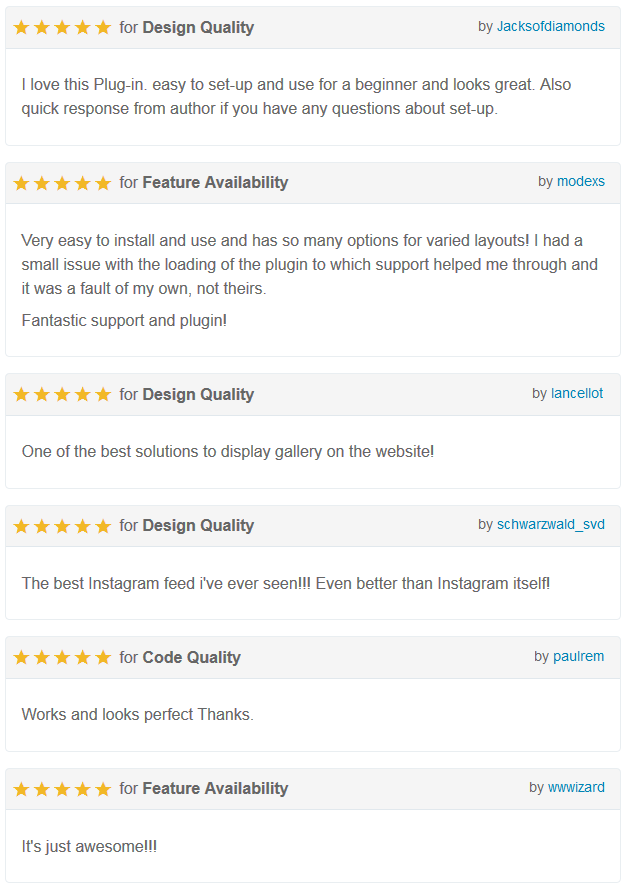 What clients say about inGallery - WordPress Instagram gallery